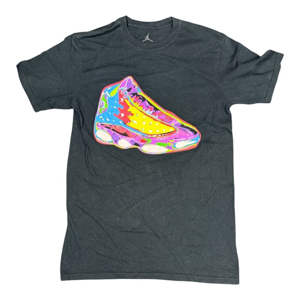 Air Jordan Men's Medium Black TShirt Y2K Athletic Wear Nike Vibrant Shoe Graphic